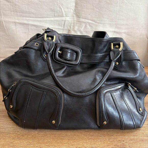 Cole Haan Large Black Leather Satchel - Picture 1 of 4